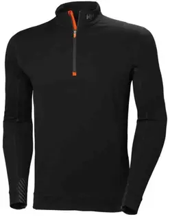 HH Polo Zip Lifa Merino Undertrøye Unisex, Str. XS, Sort