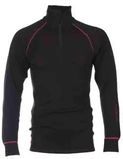 BS Polo Zip Gålå Undertrøye Unisex, Str. XS, Sort/Rød