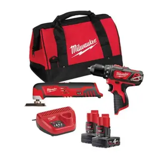 Milwaukee Kombipakke M12 BPP2D-402B 12V, 4.0Ah, med bag