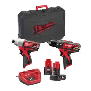 Milwaukee Kombipakke M12 BPP2B-421C 12V, 2.0Ah, med koffert