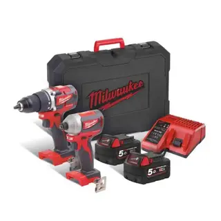 Milwaukee Kombipakke M18 CBLPP2B-502C 18V, 5.0Ah, med koffert