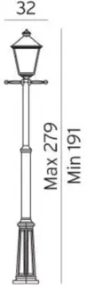 Norlys London 491 Stolpelampe Hvit, 77W, Halo max, E27, IP54