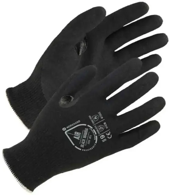 Workhand Montering Air Black Mamba Cut D Str. 7, Sort, Par 