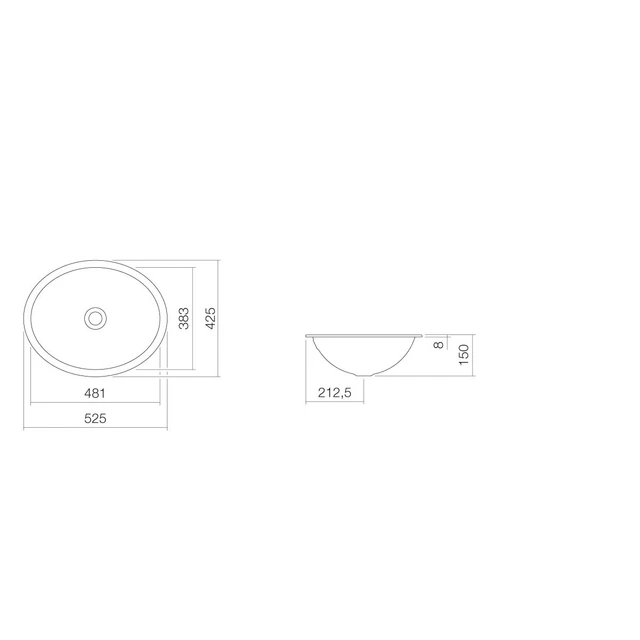 Alape O Servant for underliming 52,5x42,5 cm, m/overløp, Hvit 