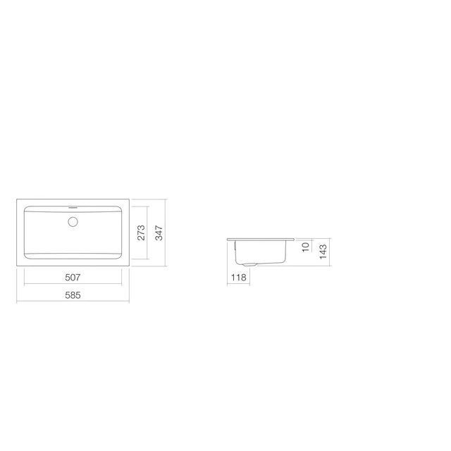 Alape EB.R585 servant for nedfelling 585x347 mm, uten armaturhull, Hvit 