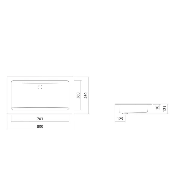 Alape R Servant for nedfelling 80x45 cm, m/overløp, Hvit 