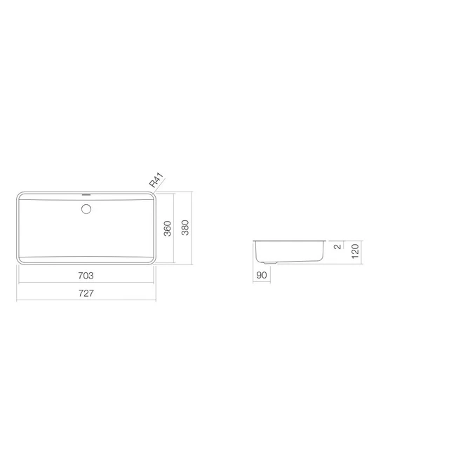 Alape R Servant for underliming 72,7x38 cm, m/overløp, Hvit 