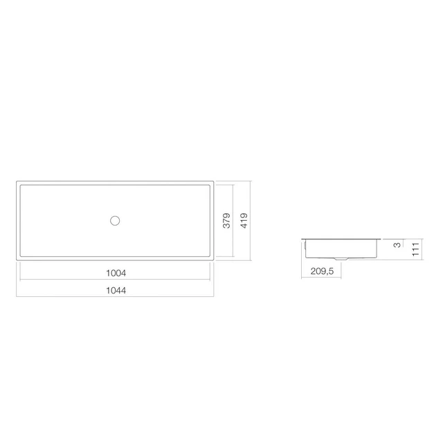 Alape ME Servant for underliming 104,4x41,9 cm, m/overløp, Hvit 