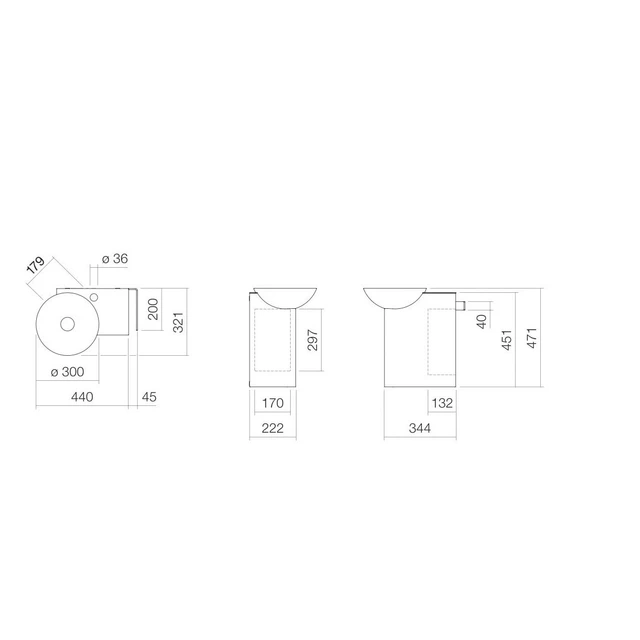 Alape Insert Servantmøbel 48,5x31,7 cm, u/overløp, Hvit 