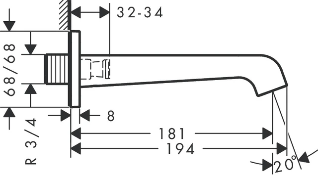 Axor Citterio E Kartut Tutlengde 181 mm, Rustfritt Stål 