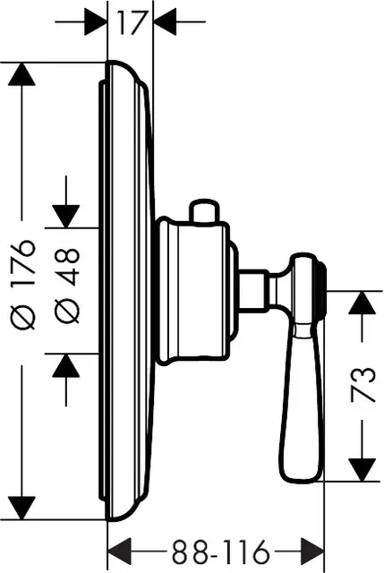 Axor Montreux Termostat Highflow For innbygging, Børstet Sort Krom 