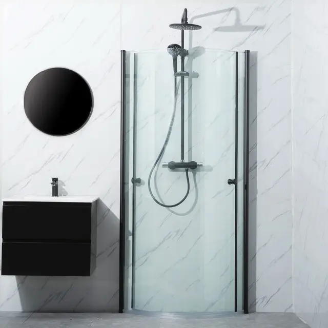 Bathlife Mitt Dusjhjørne 93x78 cm, Sort Matt/Klart Glass 