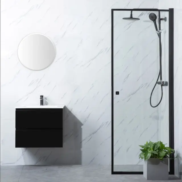 Bathlife Profil Dusjdør 70 cm, Sort Matt/Klart Glass 