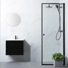Bathlife Profil Dusjd&#248;r 80 cm, Sort Matt/Klart Glass