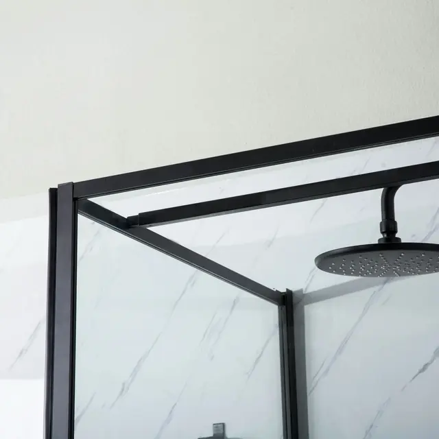 Bathlife Profil Dusjvegg 70 cm, Sort Matt/Klart Glass 