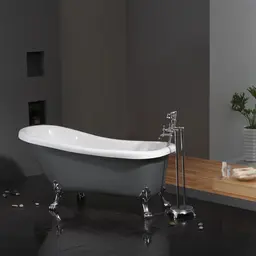 Bathlife Ideal Badekar 1530x670 mm, med krom føtter, Grå