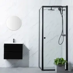 Bathlife Profil Dusjhjørne 80x70 cm, Sort Matt/Klart Glass