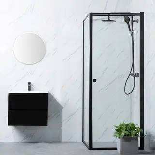 Bathlife Profil Dusjhjørne 80x70 cm, Sort Matt/Klart Glass