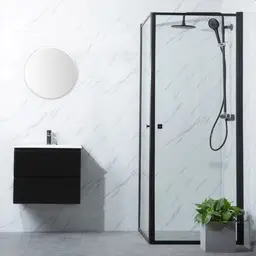 Bathlife Profil Dusjhj&#248;rne 80x70 cm, Sort Matt/Klart Glass