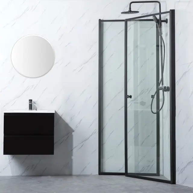 Bathlife Profil Dusjhjørne 80x80 cm, Sort Matt/Klart Glass 