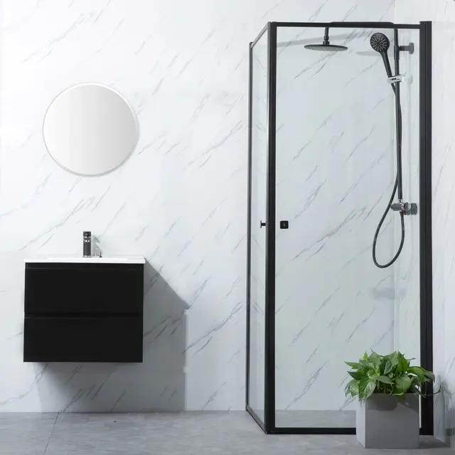 Bathlife Profil Dusjhjørne 90x80 cm, Sort Matt/Klart Glass 