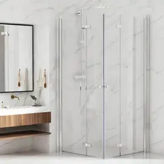 Bathlife Vikbar Dusjhj&#248;rne 80x80 cm, Alu/Klart glass