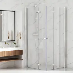 Bathlife Vikbar Dusjhjørne 90x90 cm, Alu/Klart glass