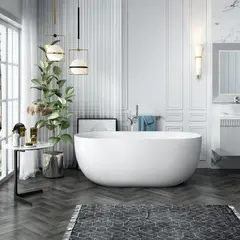 Bathlife Soft Frittstående badekar 1600x750 mm, Akryl, Hvit