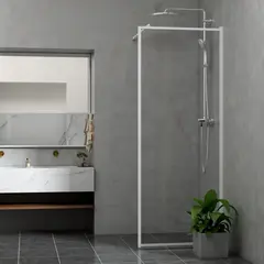 Bathlife Profil Dusjvegg 90 cm, Hvit/Klart Glass