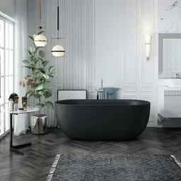 Bathlife Soft Frittstående badekar 1600x750 mm, Akryl, Sort Matt