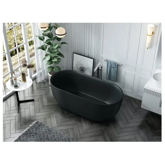 Bathlife Soft Frittstående badekar 1600x750 mm, Akryl, Sort Matt 