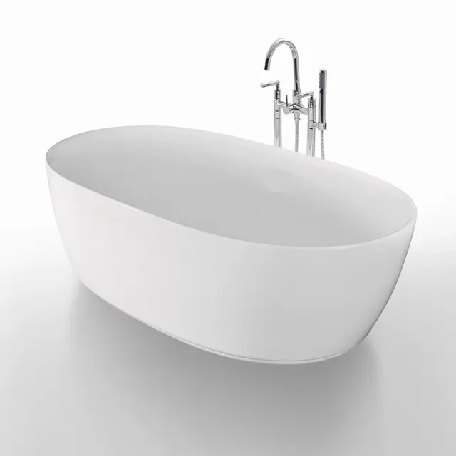 Bathlife Ideal Oval Frittstående badekar 1600x800 mm, Akryl, Hvit 