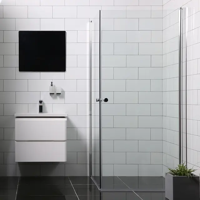 Bathlife Allsidig Dusjhjørne 80x80 cm, Sølv/Klart Glass 