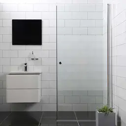 Bathlife Allsidig Dusjdør 70 cm, Sølv profil/Delvis frostet glass