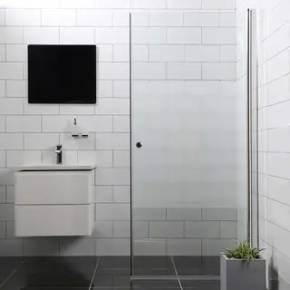 Bathlife Allsidig Dusjdør 80 cm, Sølv profil/Delvis frostet glass