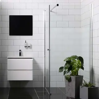 Bathlife Allsidig Dusjhj&#248;rne 70x70 cm, S&#248;lv profil/Frostet glass