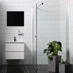 Bathlife Allsidig Dusjhj&#248;rne 100x90 cm, S&#248;lv profil/Frostet glass