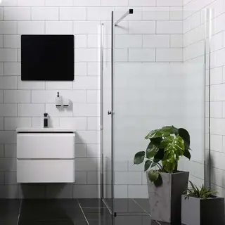 Bathlife Allsidig Dusjhjørne 100x90 cm, Sølv profil/Frostet glass