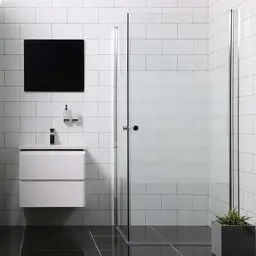 Bathlife Allsidig Dusjhj&#248;rne 70x70 cm, S&#248;lv profil/Frostet glass