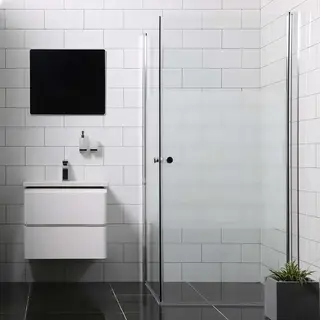 Bathlife Allsidig Dusjhj&#248;rne 80x80 cm, S&#248;lv profil/Frostet glass