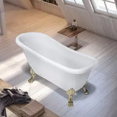 Bathlife Ideal Badekar 1530x670 mm, med messing føtter, Hvit