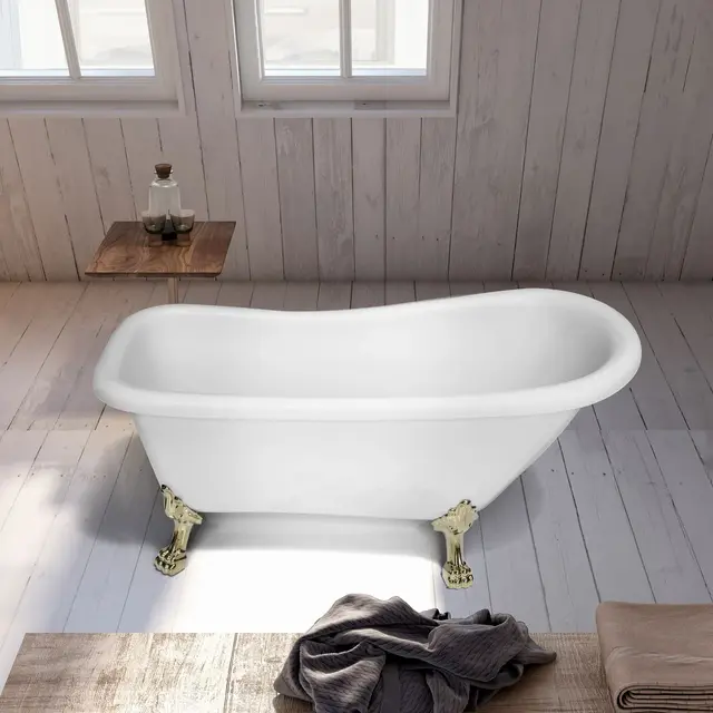 Bathlife Ideal Badekar 1530x670 mm, med messing føtter, Hvit 