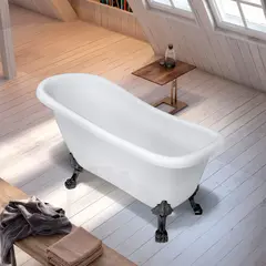 Bathlife Ideal Badekar 1530x670 mm, med sorte føtter, Hvit