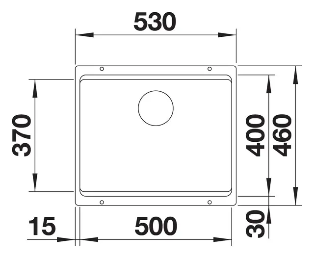 Blanco Flex Etagon 500-U Silgranit 530x460 mm, Sort 