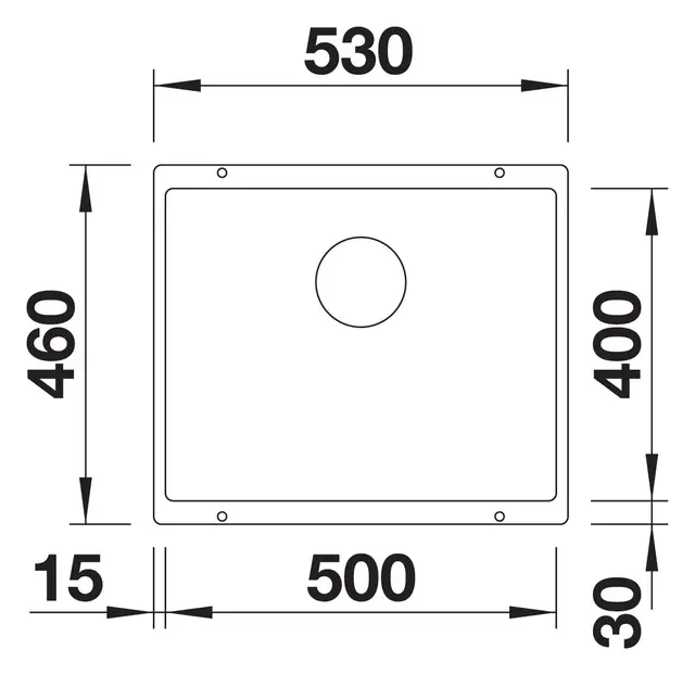 Blanco Flex Subline 500-U Silgranit 530x460 mm, Vulkangrå 