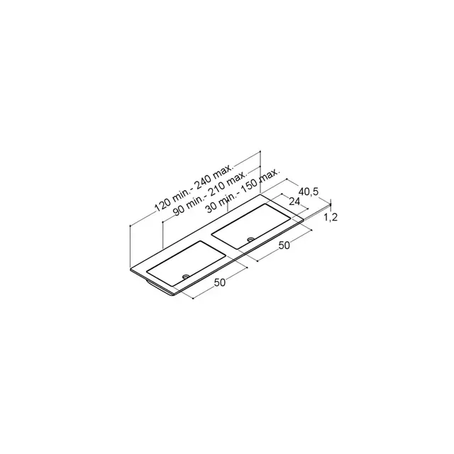 Dansani Calidris Shape Servant, Dobbel 120-139x40,5 cm, Hvit Matt 