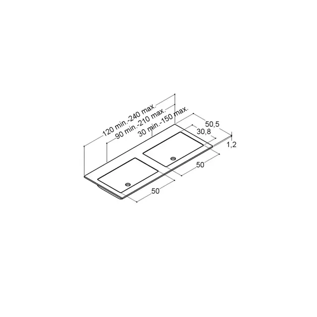 Dansani Calidris Shape Servant, Dobbel 120-139x50,5 cm, Hvit Matt 