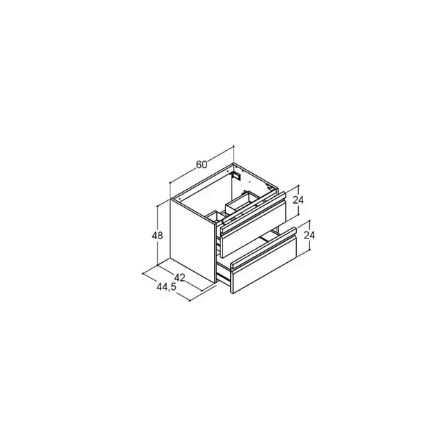 Dansani Inzo Servantskap med 2 skuffer 60x44x48 cm, integrert grep, Sort Gummi 