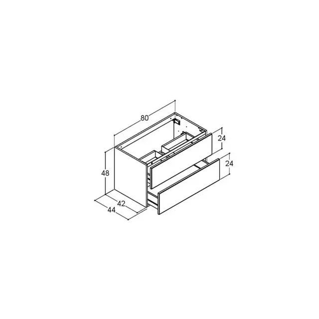 Dansani Inzo Servantskap med 2 skuffer 80x44x48 cm, uten grep, Hvit Matt 