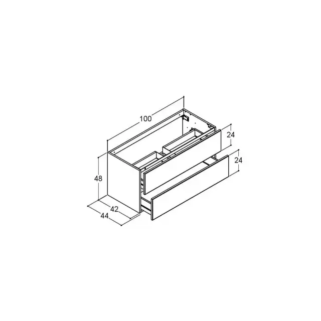 Dansani Inzo Servantskap med 2 skuffer 100x44x48 cm, uten grep, Nordisk Eik 